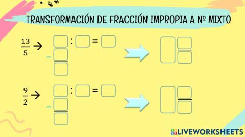 Transformación de fracciones impropias y nº mixto