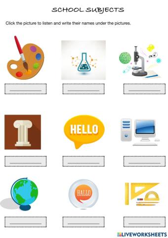 School Subjects (listen and write)