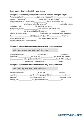 Steps plus 5 unit 7 past simple