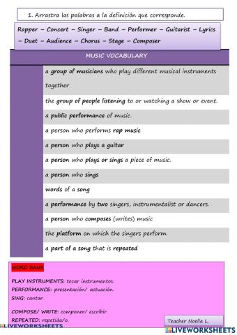 Music vocabulary