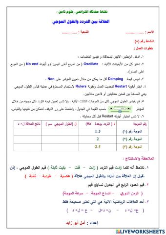 تقرير تفاعلي في العلاقة بين الطول الموجي والتردد