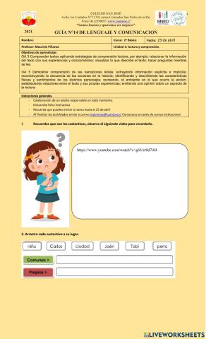 Sustantivos y abedacedario