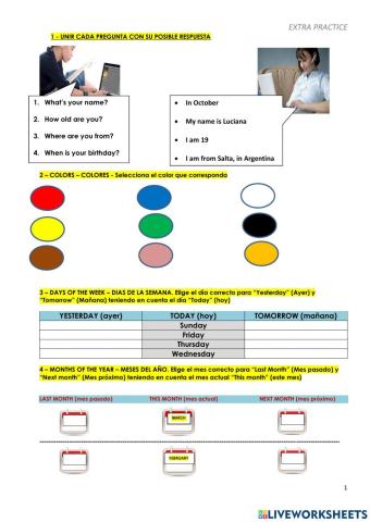 Vocabulario (Preguntas personales, colores, etc)