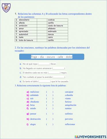 Clases de sinónimos