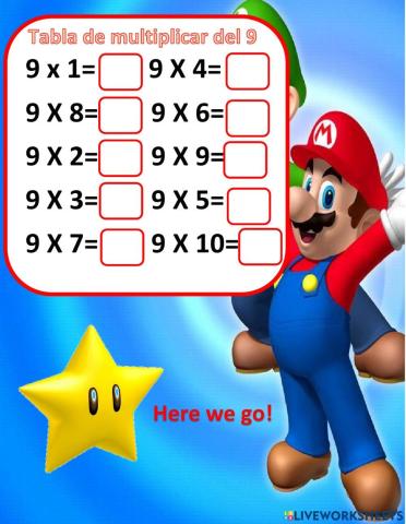 Tabla del 9