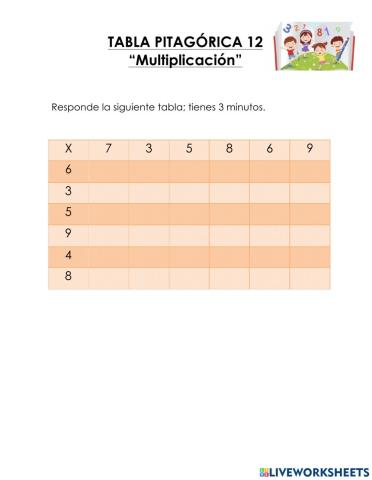 Tabla pitagórica 12