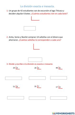 Division exacta e inexacta