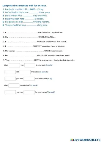 8b present perfect kartkówka