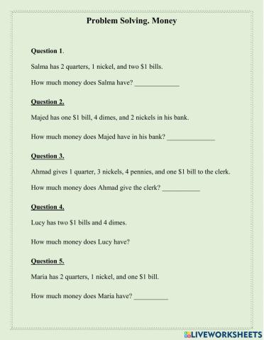 Problem Solving - Money
