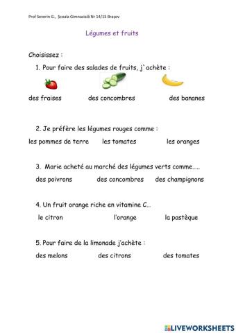Legumes et fruits