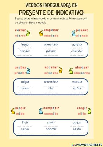 Verbos irregulares en Presente de Indicativo