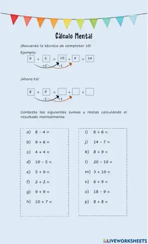 Calculo mental suma y resta