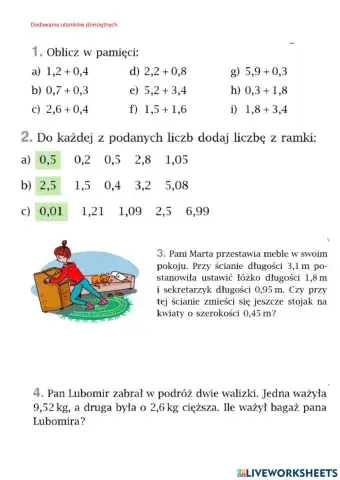 Dodawanie ułamków dziesiętnych