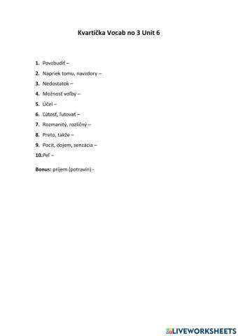 Kvarta Vocab no 3 Unit 6