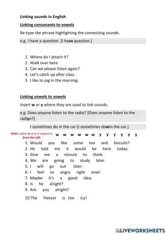 Linking sounds in English