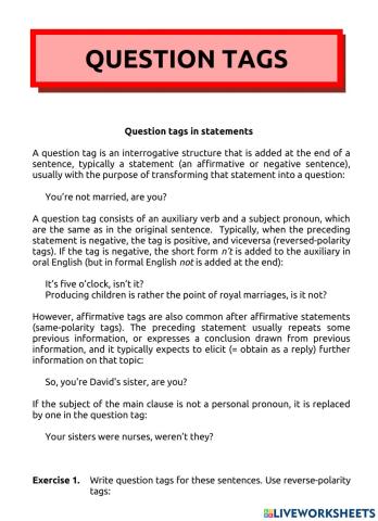 Question tags class notes + exercises