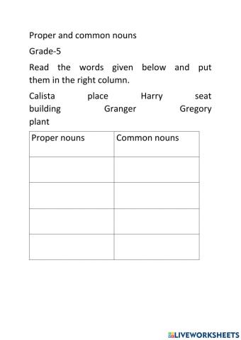 proper and common nouns