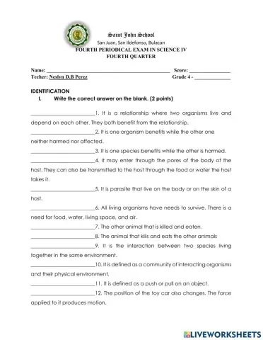 Fourth Periodical Exam