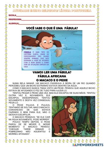 Ensino religioso com fábulas