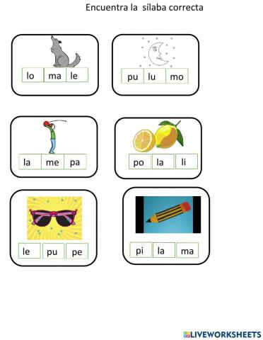 Encuentra la sílaba correcta