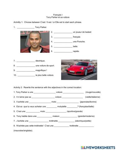 Tony Parker et sa voiture