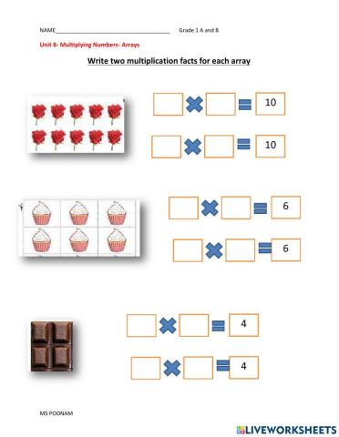 Array and multiplication facts