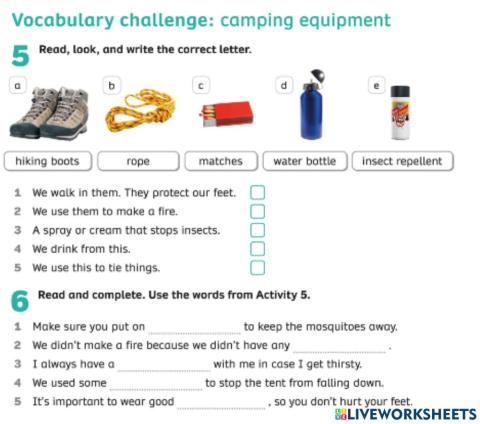 Vocabulary camping