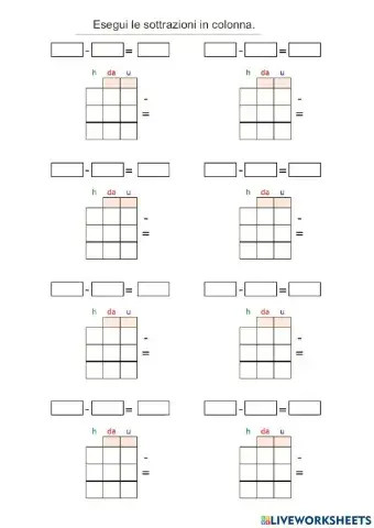 Sottrazioni in colonna