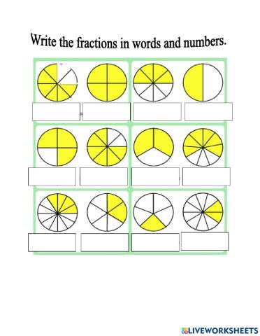 Fractions words and numbers