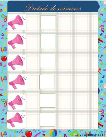 Dictado de números del 0 al 19