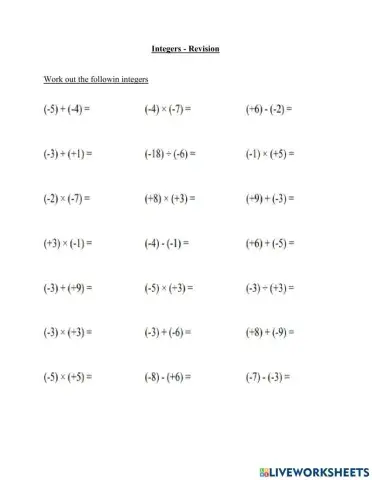 Integers Revision