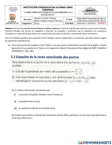 Cinemática- Laboratorio (Parte 2)