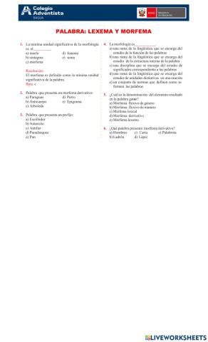 Palabra: lexama y morfemas