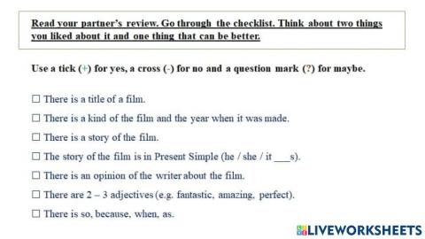 Prepare 2 - Review checklist