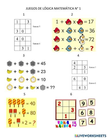 Juego de lógica matemática n° 1