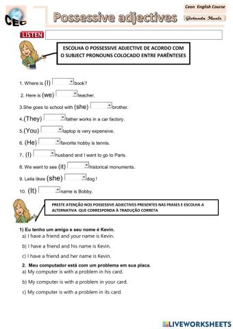 Possesive adjectives