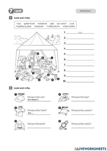 Unit 7 Reinforcement worksheet 1