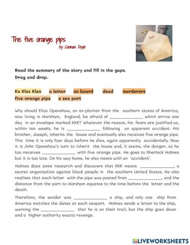 The five orange pips Sherlock Holmes