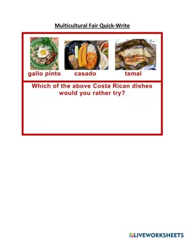 Quick Write - costa rican dish