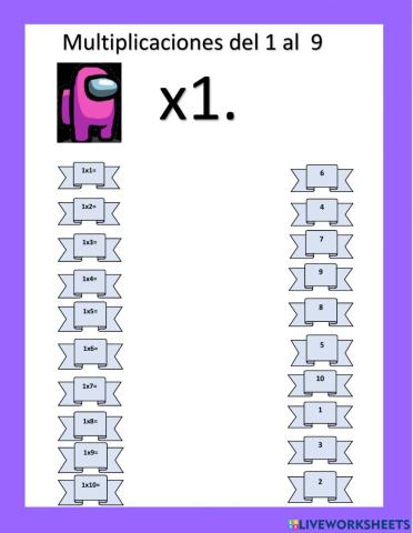 Multiplicaciones del 1 al 9