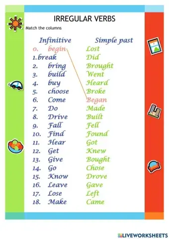 Irregular verbs quiz