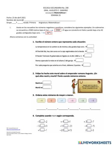 Utlizando números con signos