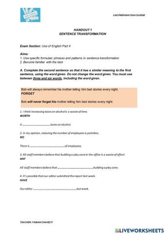 CAE Use of English Part 4