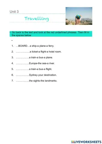 Fill in the blanks travel vbs