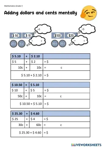 Adding dollars and cents mentally