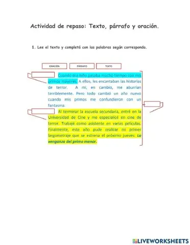 Texto, Párrafo y Oración