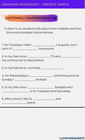 PRESENT SIMPLE - Worksheet