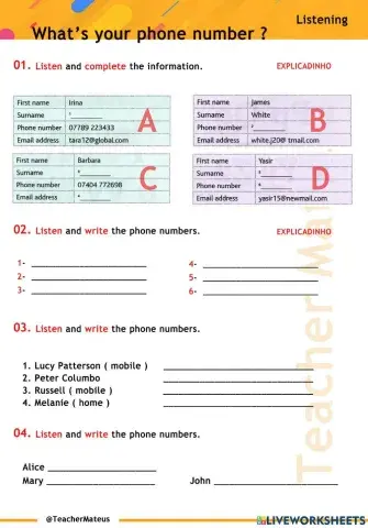 Personal Details - Phone number and e-mail