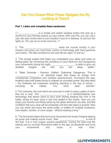 Listening and Reading Comprehension about Technology