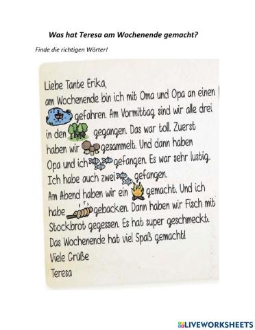 Was hat Teresa am Wochenende gemacht?